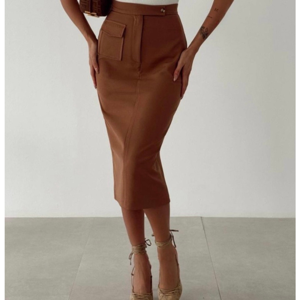 Vintage 90s Y2K Midi skirt RTG Sport Utility Cargo Zip side slits Brown Sz 13
